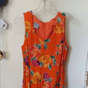 Floral summer dress orange sleeveless